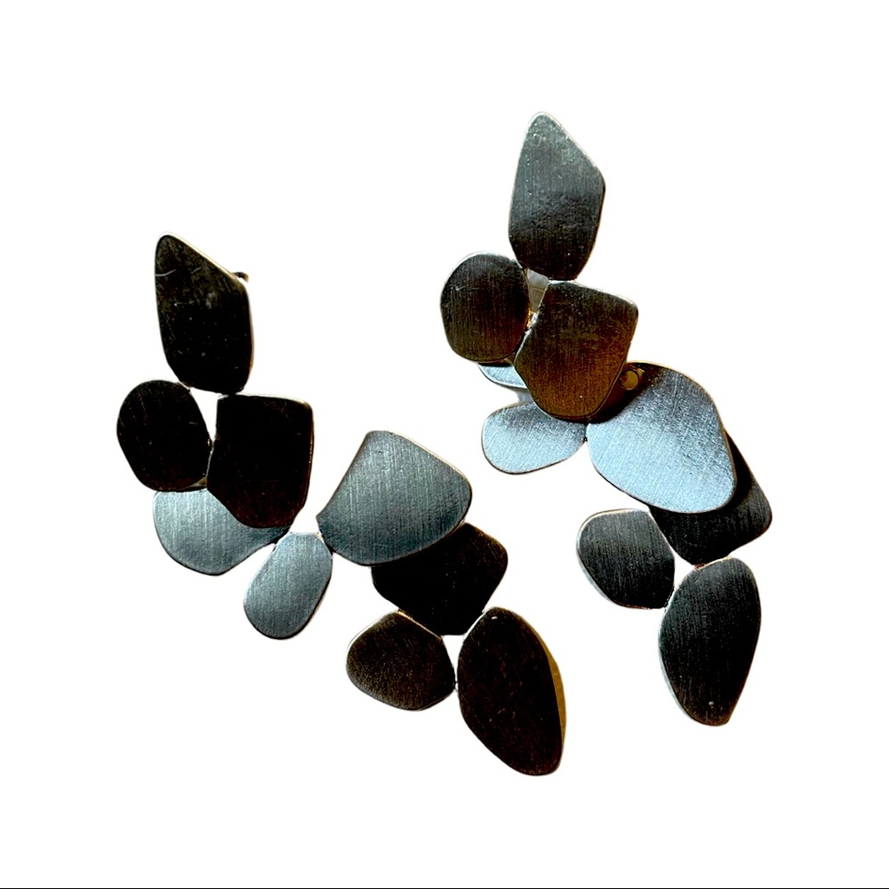 Silver tone dangle earrings !